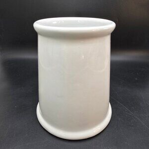White Ceramic Utensil Holder Kitchen Organizer By Home 7" Tall Tapered DH1399